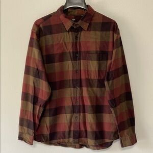 Uniqlo Plaid Men's Shirt - Red and Brown size XL